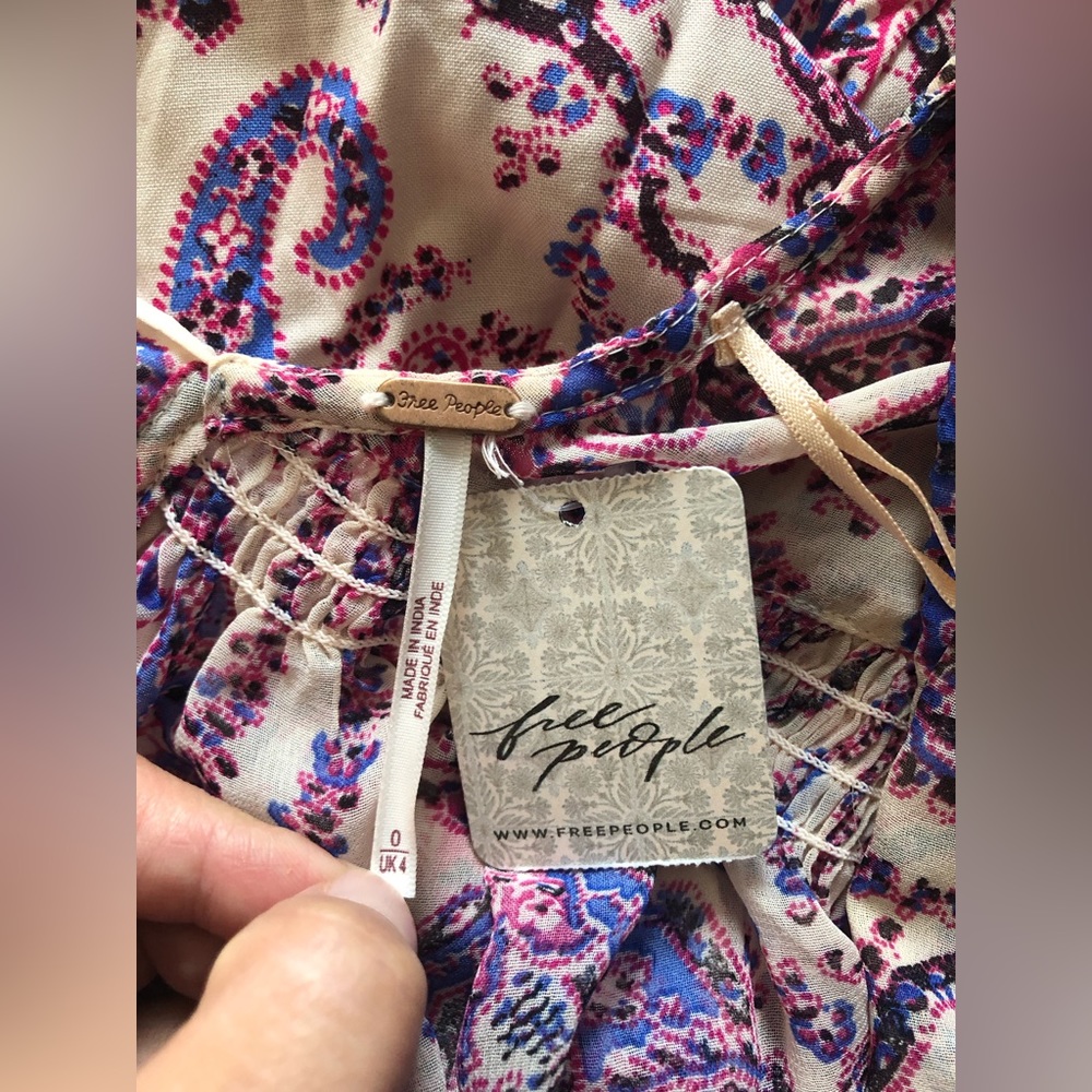 NEW Free People Women Mirage boho printed maxi dress pink Size 0 - Picture 14 of 16
